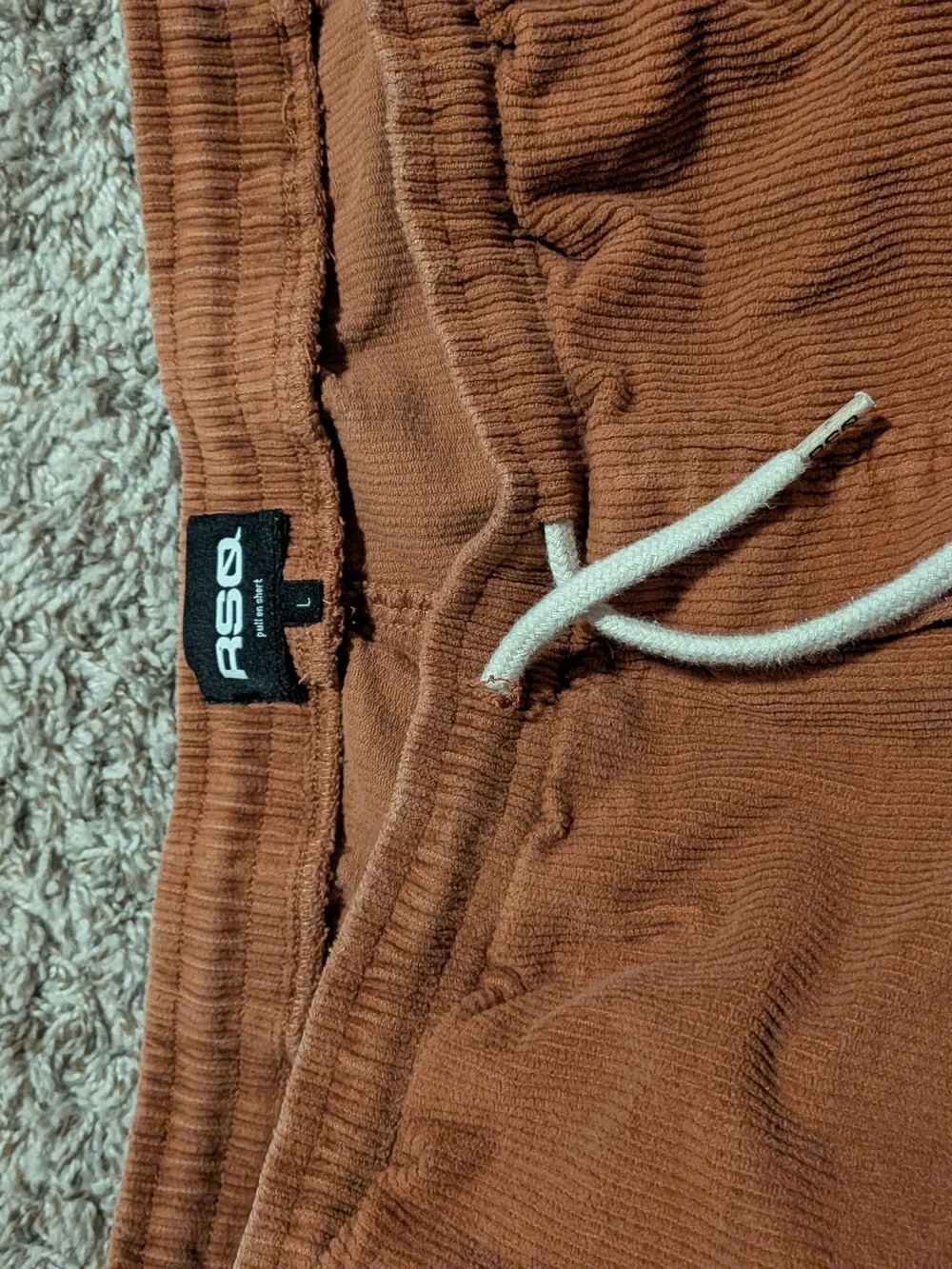 RSQ Men's Rust Orange Corduroy Flat Front Drawstring Shorts